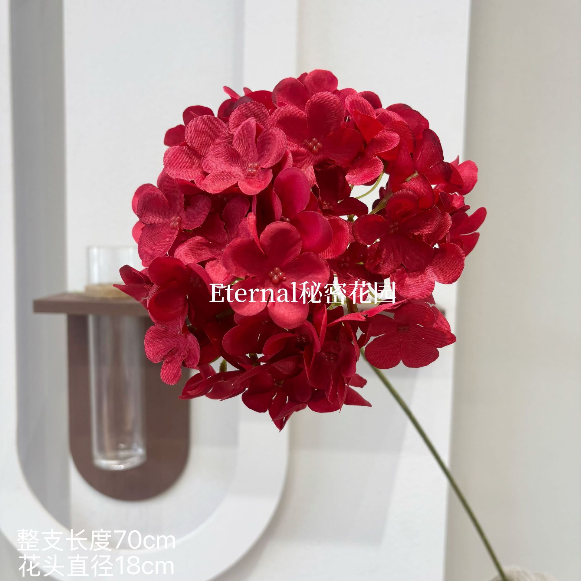 Flores de simulación de hortenida de una sola ramita grande de hortenida pipita de flores de pared de flores de filas de flores que guían el salón de bodas de flores al por mayor de bodas transfronterizas