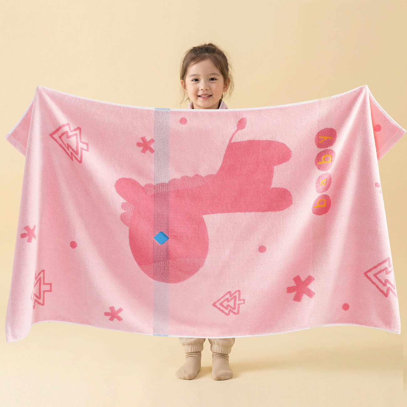 Children's Pure Cotton Bath Towel Wholesale Gift Box, All-Cotton Baby Household Large Towel, Soft and Absorbent, Thickened for Bathing, 7A Antibacterial