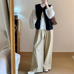 秋季风一整套穿搭女装2025新款韩版上衣牛仔马甲休闲裤三件套