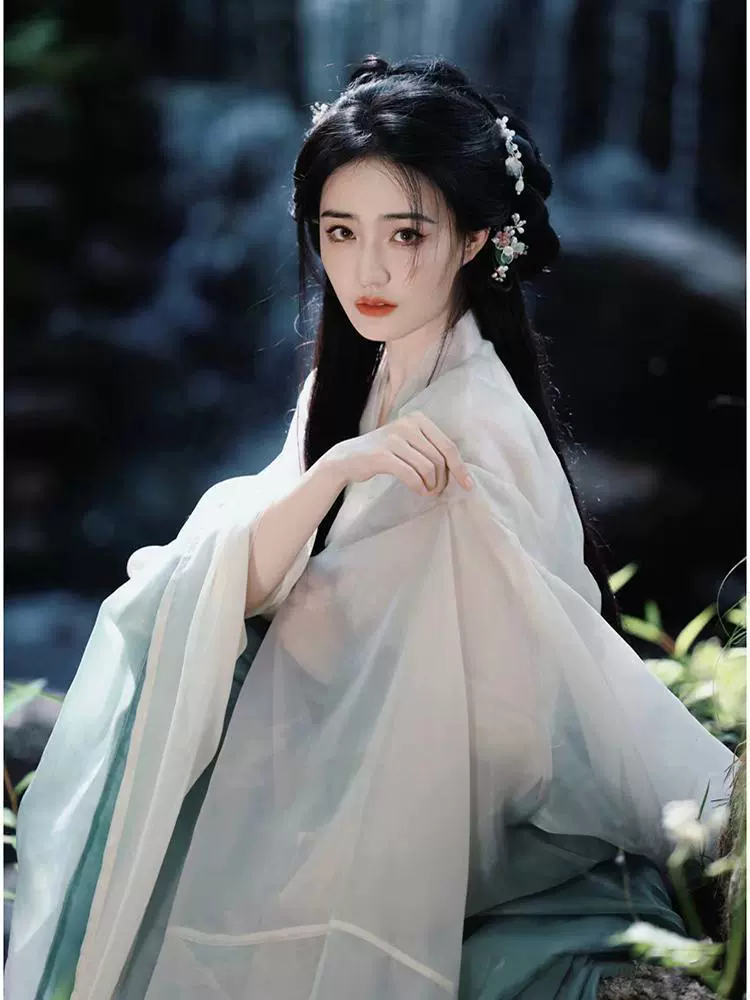 Длинное рукавноеHanfu — стиль Вэй-Цзинь / Северо-Южный, комплект из 3 предметов с перекрёстной лацкой талии или отдельная верхняя часть, XS–XL