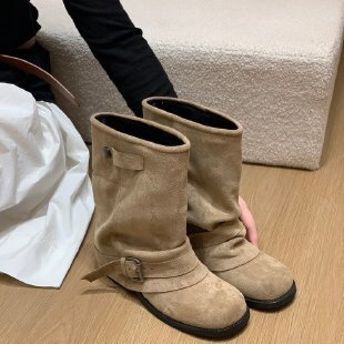 厚底复古棕色马丁靴女2025新款春秋单靴粗跟短靴显瘦配裙子裤管靴|undefined