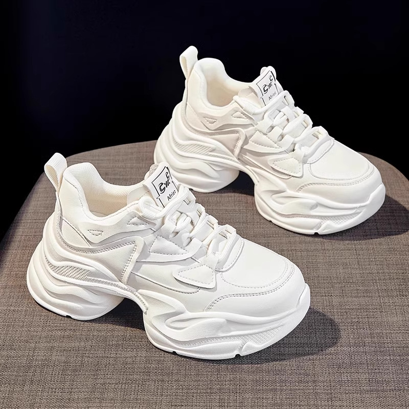 Genuine Leather Thick-Soled Height-Increasing Dad Shoes for Women 2025 Spring and Summer New Lightweight Casual Sports Shoes for Women