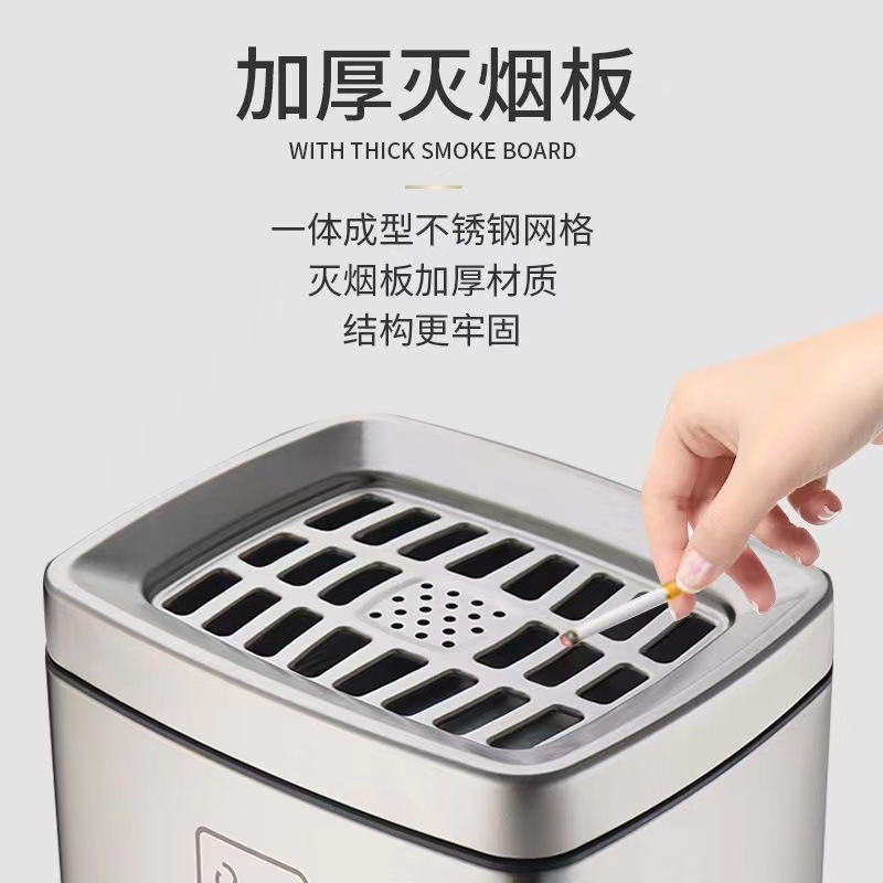 Cenicero vertical al aire libre Cenicero de acero inoxidable piso columna de extinción de humo Cenicero zona de fumadores bote de basura