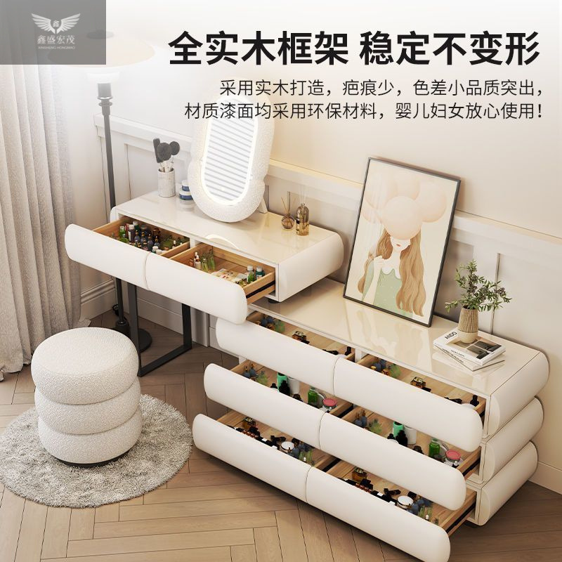 Comodador de lujo ligero mesa de maquillaje al lado de la cama almacenamiento en un gabinete nuevo estilo crema viento dormitorio pequeño tipo de madera sólida
