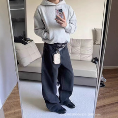新型秋冬高坪量Boxy基礎スウェット抗シワcleanfit短幅版型Hoodie純色パーカー