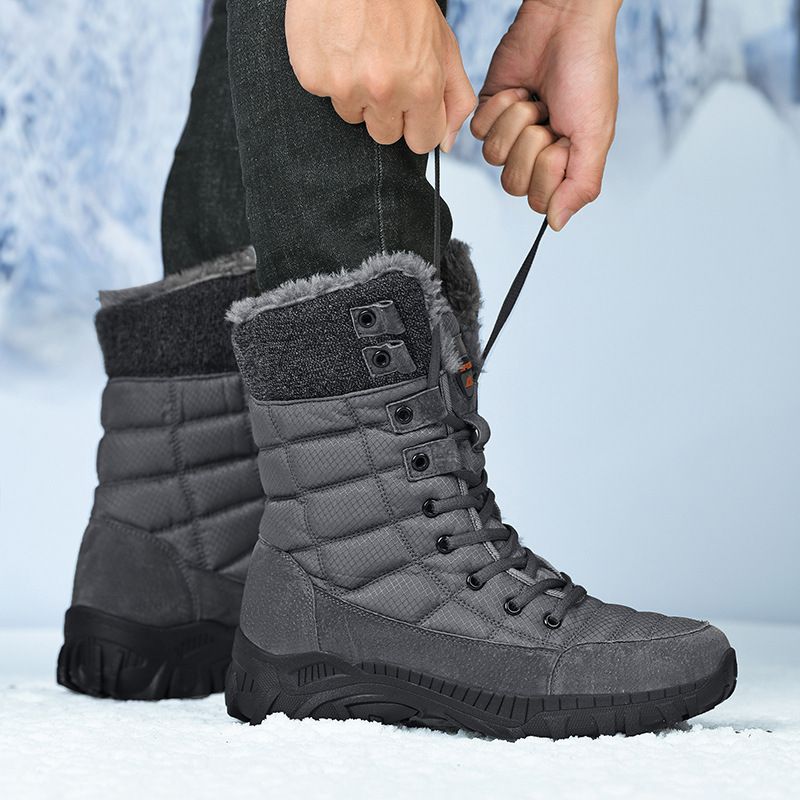 Botas de nieve para hombres 2023 Invierno nuevo forro polar cálido de moda de alta-top zapatos de los hombres al aire libre montañismo engrosado zapatos de algodón de los hombres