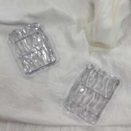 新款透明波浪边旋转开盖双格修容盘不规则方形双格腮红盘源头厂家