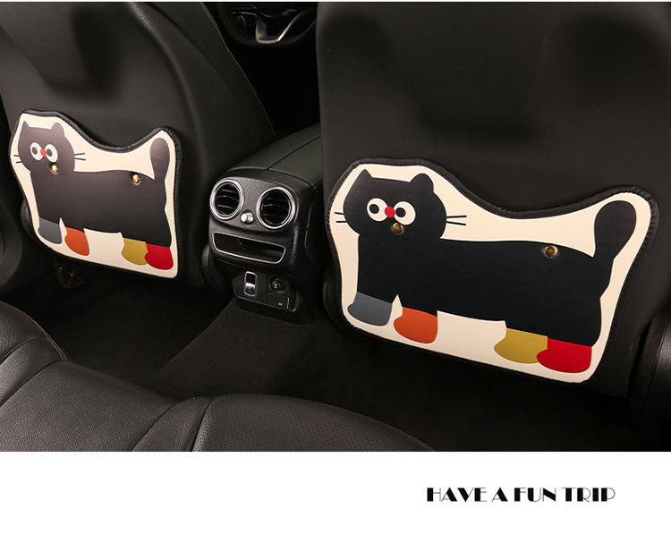 Milk Tea Capri Lady Cute Cartoon Car Seat Back Anti-Kick Pad Car Seat Back Anti-Stain Pad Short Style