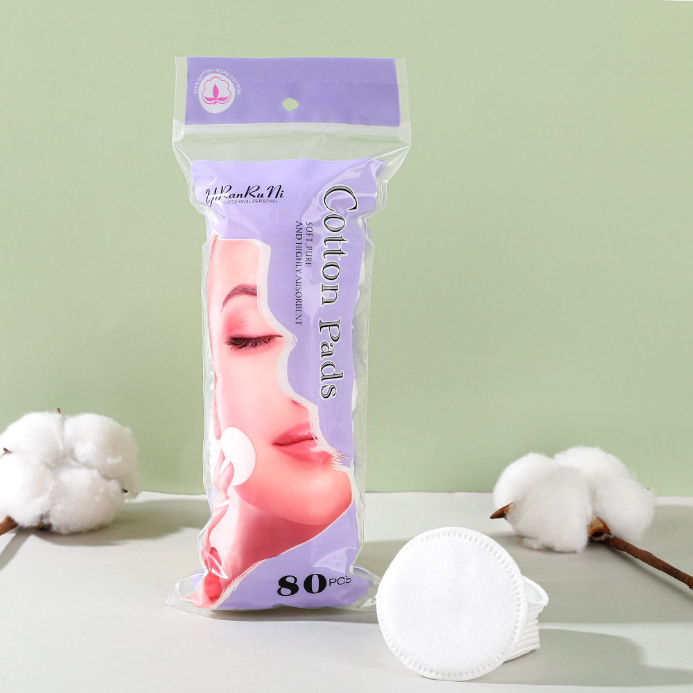 algodón cosmético desechable sin floc portátil de aplicación húmeda de algodón redondo agujero de aguja cerrado borde de cuidado de la piel limpio algodón desmaquillaje