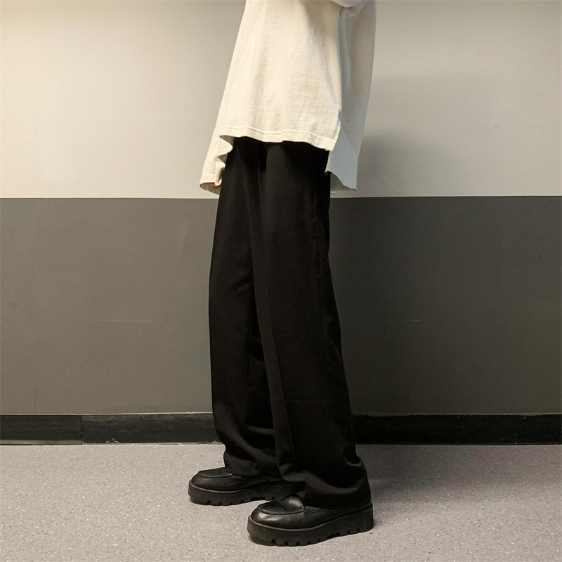 Trapear pantalones occidentales primavera y otoño estilo coreano moda estilo de Hong Kong calle pierna ancha suelta volantes rectos pantalones casuales guapos