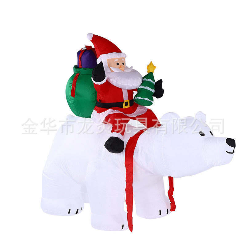 2,1 m inflable Santa Claus montar Oso Polar LED luminoso modelo inflable titular de la mano regalo Santa Claus equitación sacudiendo la cabeza del oso