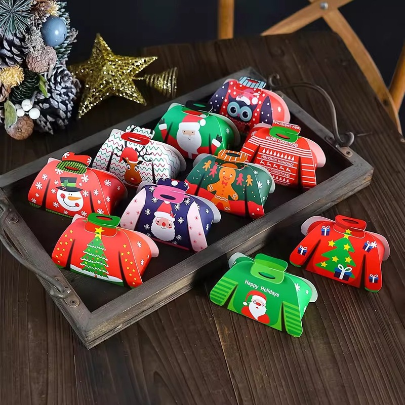 クリスマスセーターキャンディボックスDIY小さなギフト包装箱ヌガークッキーペストリーボックススナックサプライズボックス|undefined