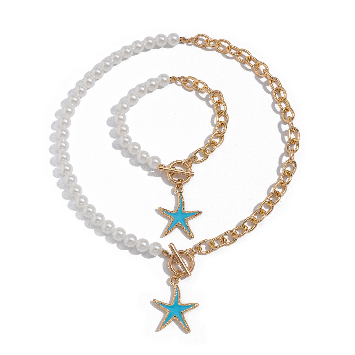 Set gioielli donna collana croce stella e perle sintetiche_voghion.com