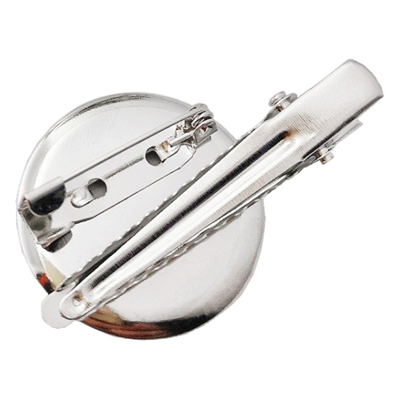 Wholesale DIY brooch accessories 30mm round bottom with clip double use disc needle for making corsage and decorative hat
