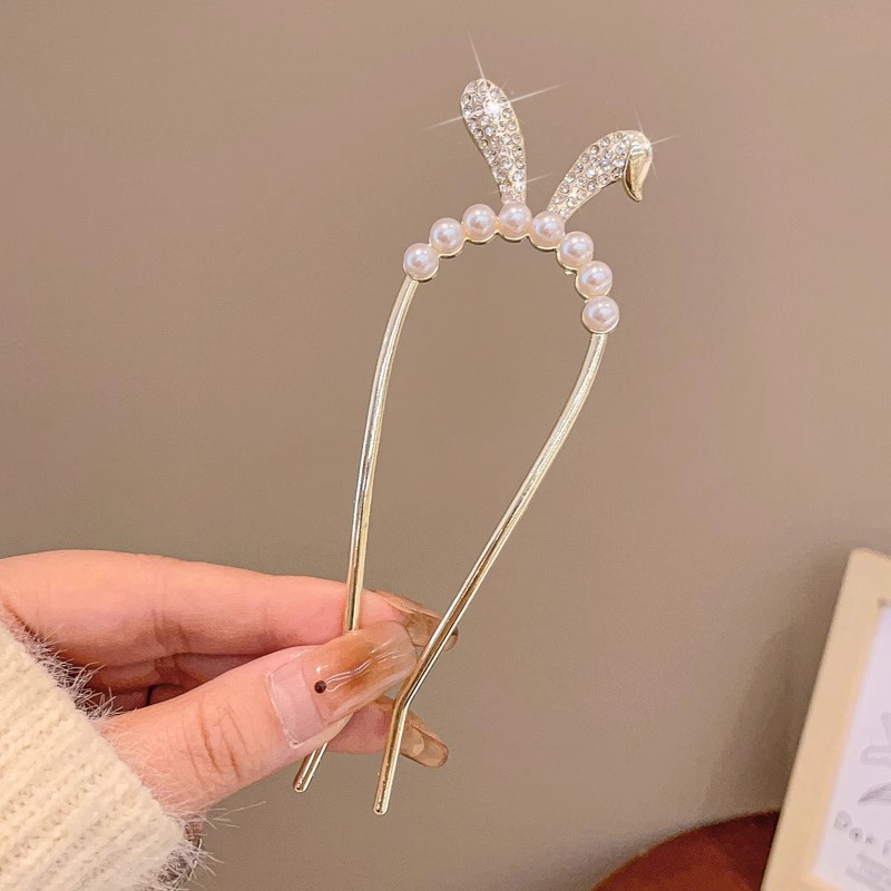 Nuevo estilo chino en forma de U pinzas de cabello de chicas bola de cabeza máquina de cabello insertado peine de alta sensación de cabeza trasera pinzas fijas