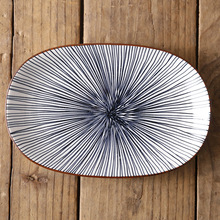 北欧风12英寸旦形椭圆鱼盘釉下彩陶瓷餐具家用大号菜盘蒸鱼盘子