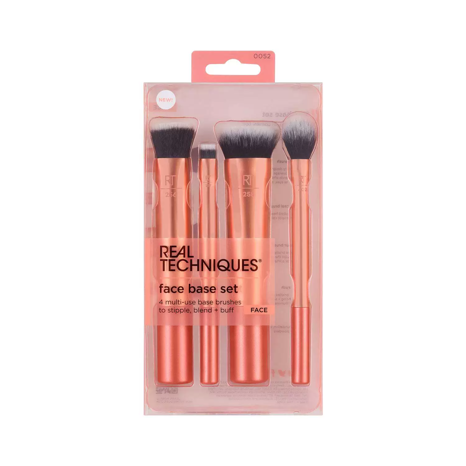 Makeup Brush Set (君意达) Single Gold-Handle Primer & Eyeshadow Kit, 4 Brushes + Sponge