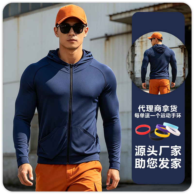 B5901 camiseta deportiva de hombre, camiseta encapuchada de manga larga, chaqueta de entrenamiento de baloncesto, carrera, ropa de fitness
