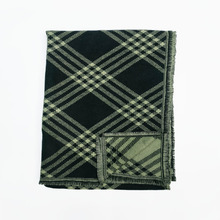 欧美格纹高档围巾女秋冬百搭流苏格子披肩外搭双面保暖仿羊绒围脖