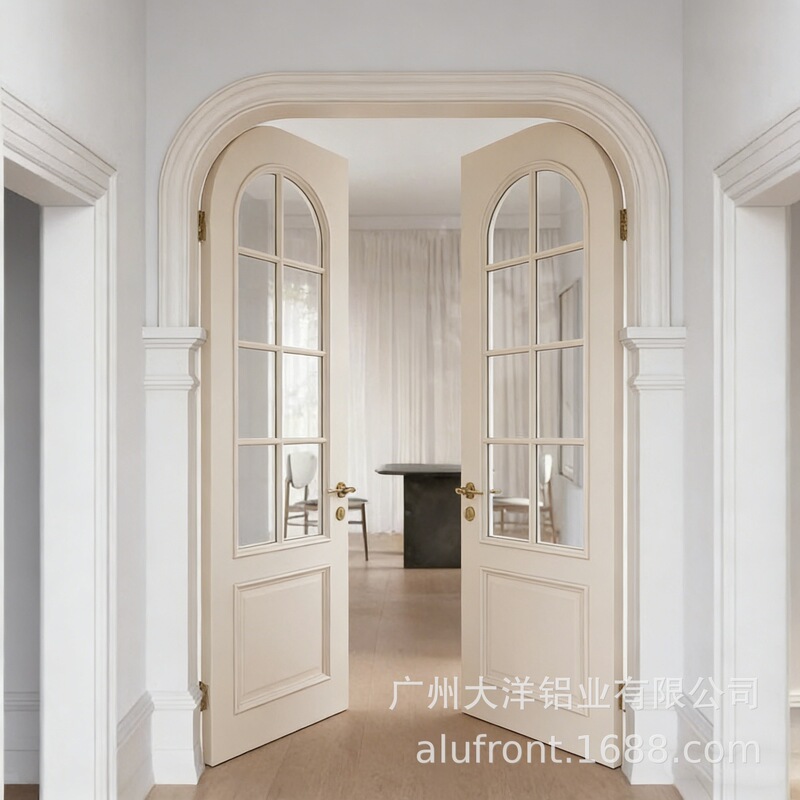 Wangpin Doors and Windows NFRC American Standard Insulated Entry French Door, White Fluorocarbon, Modern Minimalist Style Wangpin Doors and Windows NFRC American Standard Insulated Entry French Door, White Fluorocarbon, Modern Minimalist Style