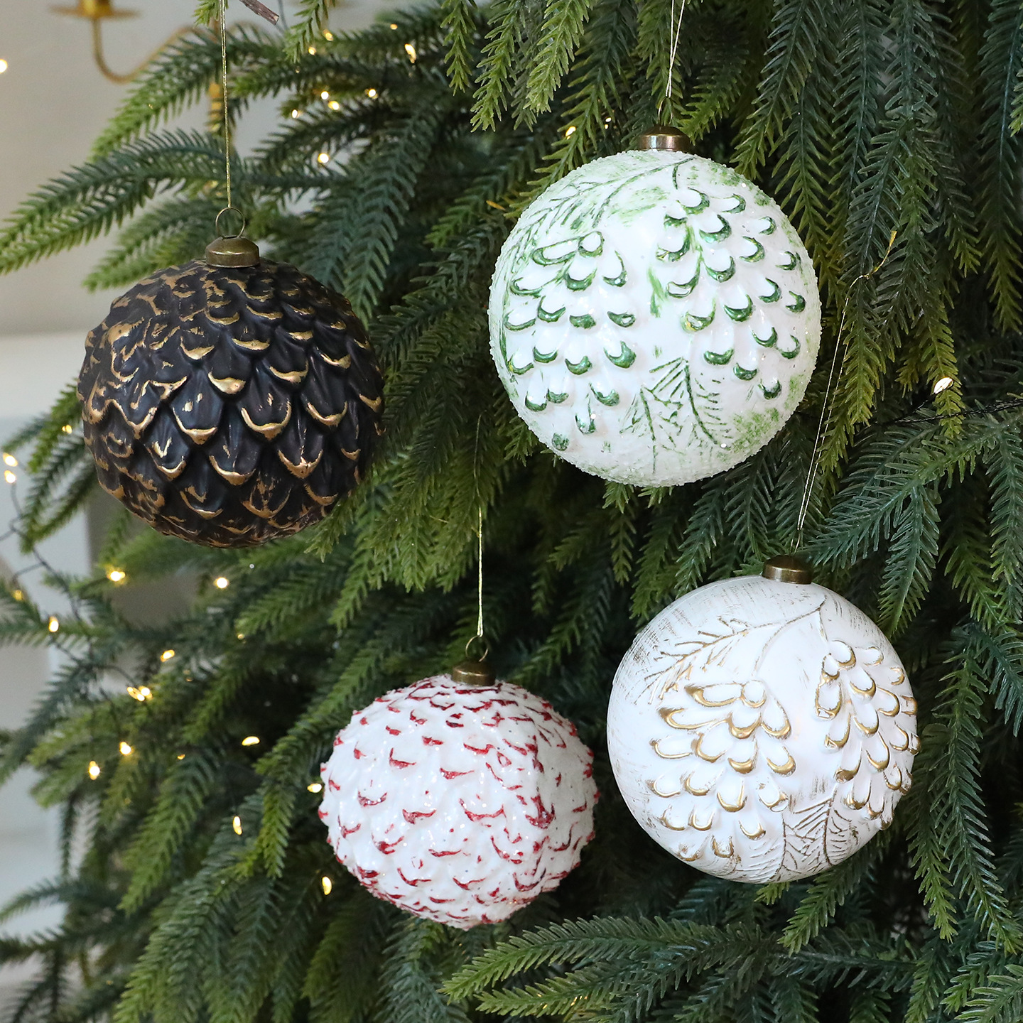 Shengyuan nuevo 10CM / 4PCS antiguo colgante de Navidad decoración del árbol de Navidad colgante de ventana de hotel colgante