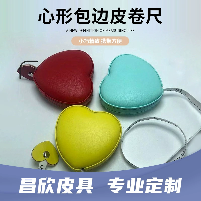 Мини-рулетка из искусственной кожи в форме сердца оптом персонализированные подарки 1,5 метра рулетка для измерения трех окружности одежды автоматическая выдвижная мягкая линейка