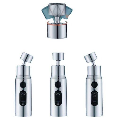 Kitchen faucet multi-functional squeegee nozzle with universal rotation and supercharged replacement nozzle quick-connect anti-splash shower head