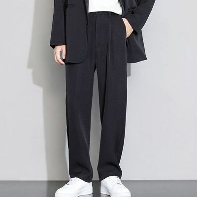 Western-style trousers Nine points trousers Spring and autumn season Straight Casual pants Large The fat Drape black suit trousers