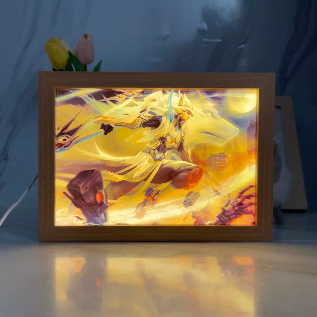 Зеркало с подсветкой и картиной, национальная служба, Царь Славы, Юньин, Сяо Цяо, Сунь Цэ, Сунь Шансян, окружение, LED светящаяся настольная лампа для сна