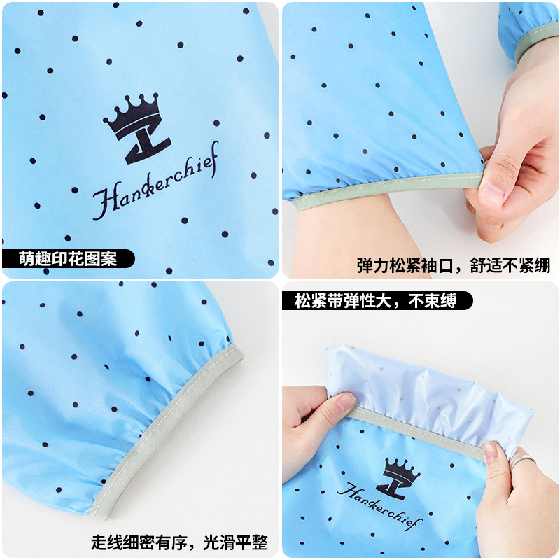 Cabeza de manga de manga impermeable y a prueba de aceite para mujer de otoño e invierno extra, limpieza de cocina, manga de dibujos animados