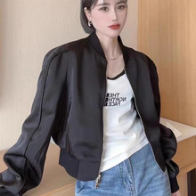 2025春季新款设计感棒球服女宽松百搭开衫上衣夹克美式短外套氨纶