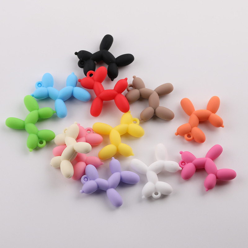 Colorful Silicone Hand-Painted Balloon Dog Acrylic DIY Handmade Earphone Case Keychain Pendant Small Accessories