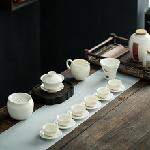 德化手工白瓷盖碗茶杯功夫茶具家用陶瓷功夫泡茶器单个大号三才碗