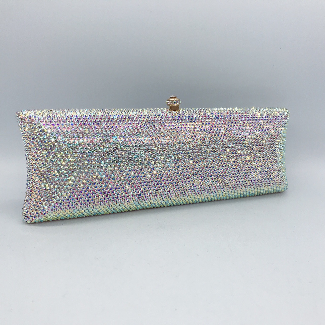 Túi clutch nữ đính đá rhinestone cầm tay hộp cứng dự tiệc — 10 # xanh ngọc chi tiết 51
