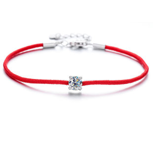 Sterling silver S925 moissanite red rope bracelet 50 points this life year diamond bracelet cross-border hot GRA certificate wholesale