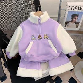 女童套装冬装2025新款儿童卫衣裤子宝宝公主加绒衣服冬季小童装
