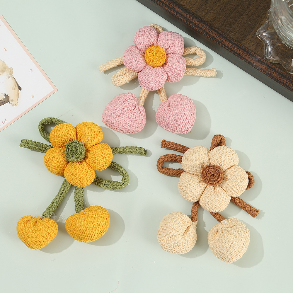 Cotton and Linen Fabric Five-Petal Flower Accessories Handmade Bow Pendant Pastoral Style Clothing Accessories DIY Brooch Accessories