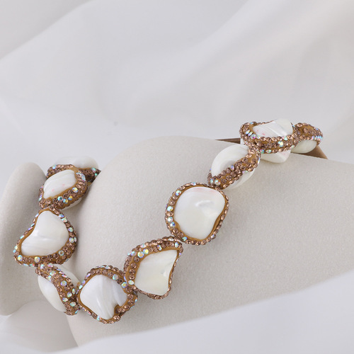 Baroque light luxury style soft clay special-shaped edge natural stone straight hole beads diy handmade pendant necklace earrings