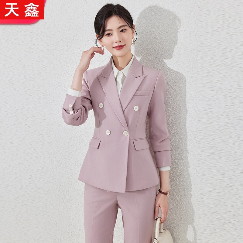 2024 Autumn and Winter New Suit suit Women's Business Wear Double-breasted Elegant Dress Black Long-sleeved Suit suit