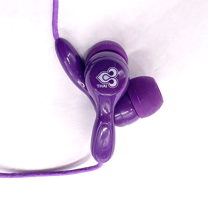 Thai Airways Headphones Purple Wired Eco-Friendly Straw 3.5mm 1Pin Single Plug Headphones Thai Airways