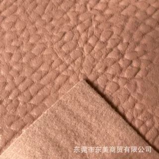 批发粗荔枝纹牛巴革犀牛皮纹路毛毡底PVC人造合成革
