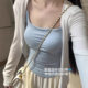 Pure Sweet Spicy Camisole Women's Inner Wear Outer Wear Beautiful Strap Chest Pad Pleated Design Sense Slim-fit Slimming Top Women