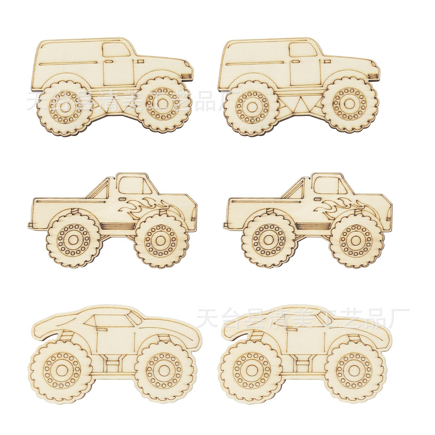Camión monstruo de madera sin terminar hueca camión artesanal juego de fiesta vehículo de regalo pintado adornos de madera