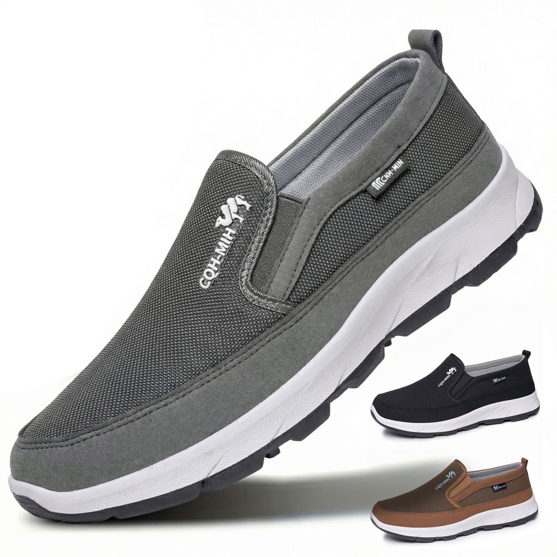 Zapatos de primavera para hombres de tamaño grande viejos zapatos de tela de Beijing zapatos de hombre de mediana edad zapatos casuales de un pie transpirables no olor zapatos de papá
