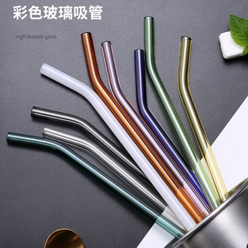 Glass straw heat-resistant anti-lipstick bubble tea transparent maternal environmental protection non-disposable coarse straw drinking water