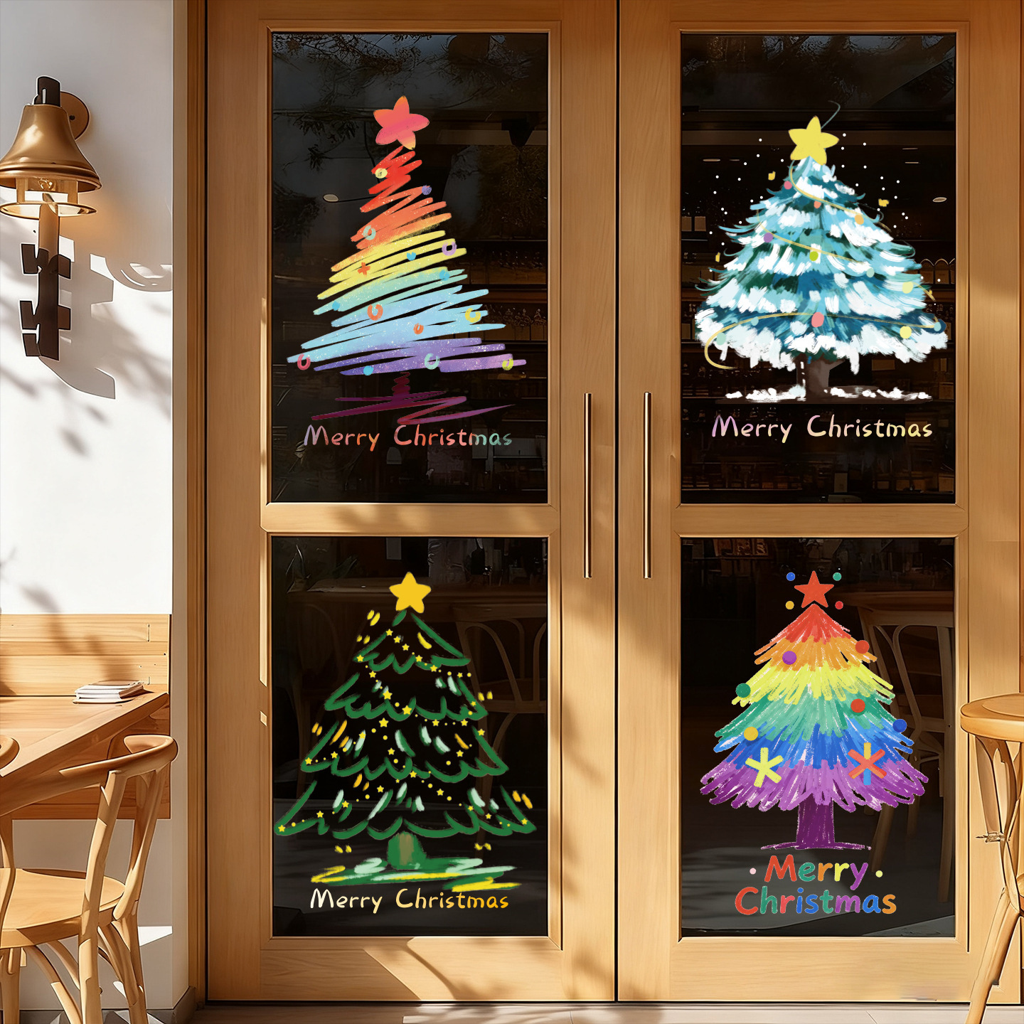 christmas decorations santa tree paper-cut for window decoration glass door stickers christmas scene atmosphere layout window stickers static electricity