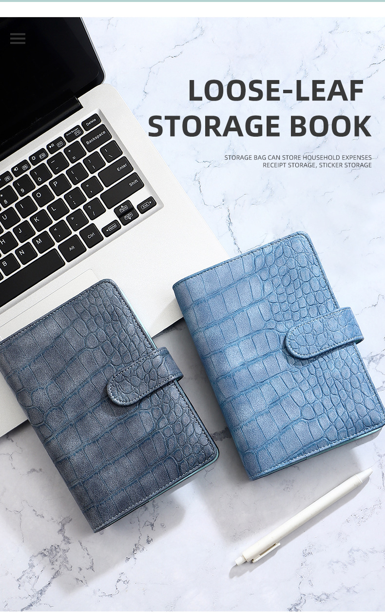 A6 neue Krokodil farbe 6 Ringbuch Pu Clip-On Notebook Leder Lose blatt Notebook Cover Notebooks Journal Briefpapier – Detail 1