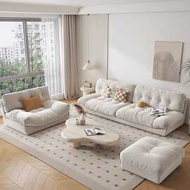 云朵沙发猫爪小户型客厅北欧简约布艺直排单双人科技布沙发北欧风