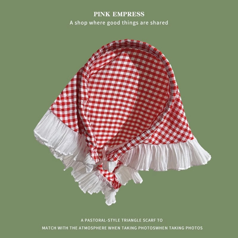 Pañuelo de encaje blanco para mujeres Pastoral viento 2025 nuevo pañuelo triángulo frente al mar francés de alta calidad tocado de pelo