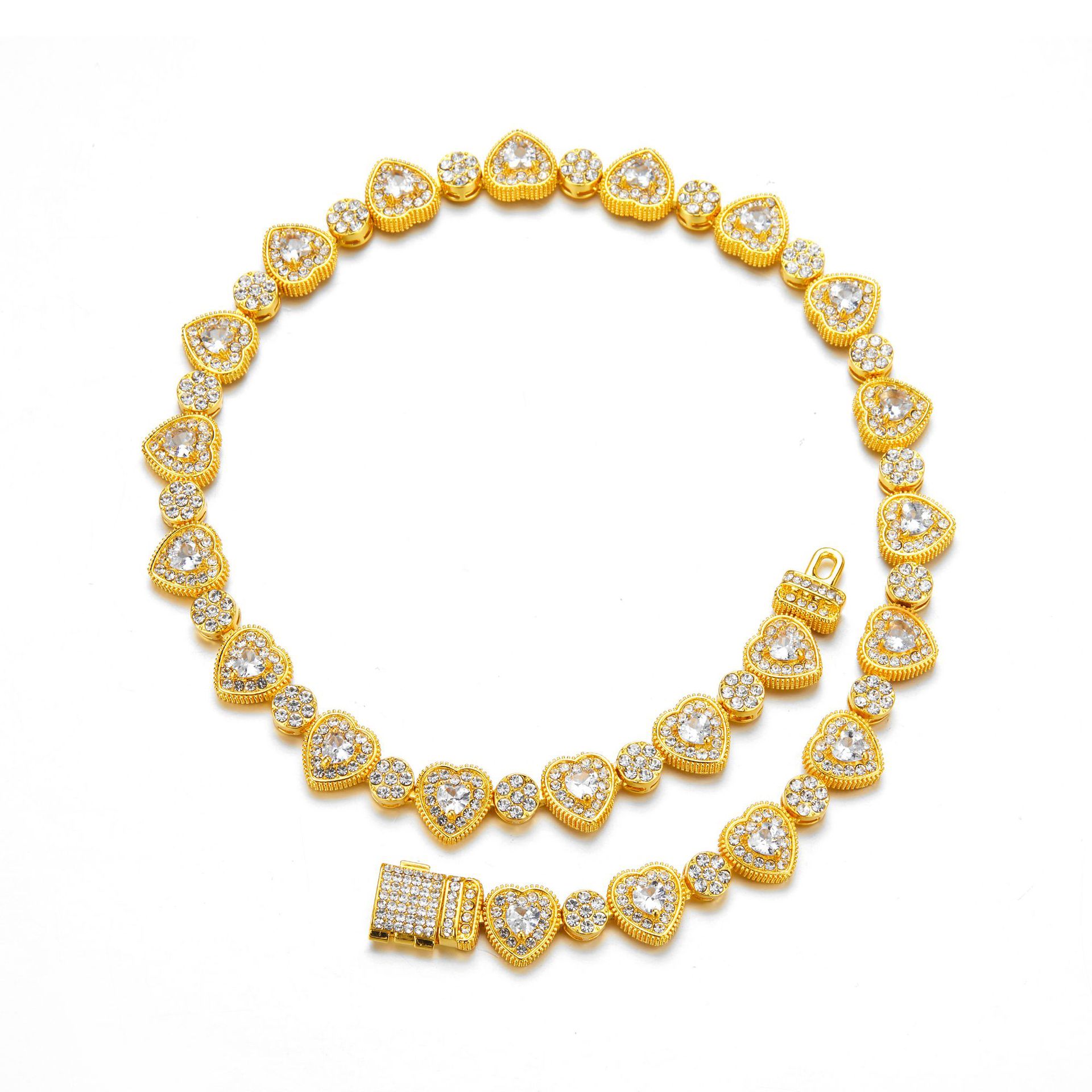 Fashion Heart Shape Alloy Inlay Rhinestones Unisex Necklace 1 Piece